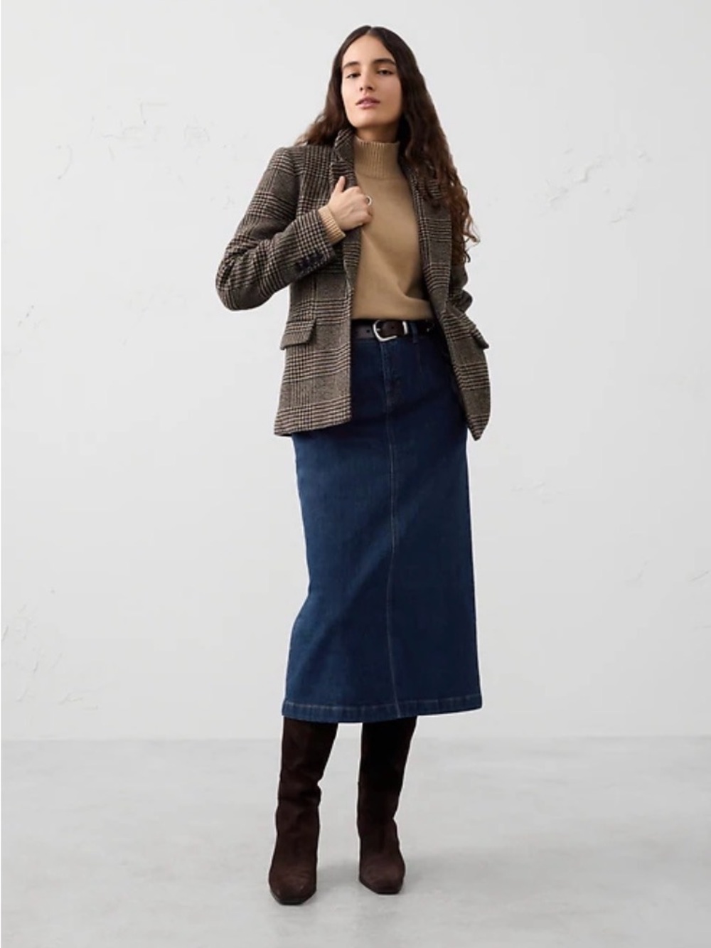 Banana Republic Factory Navy Denim Midi Skirt